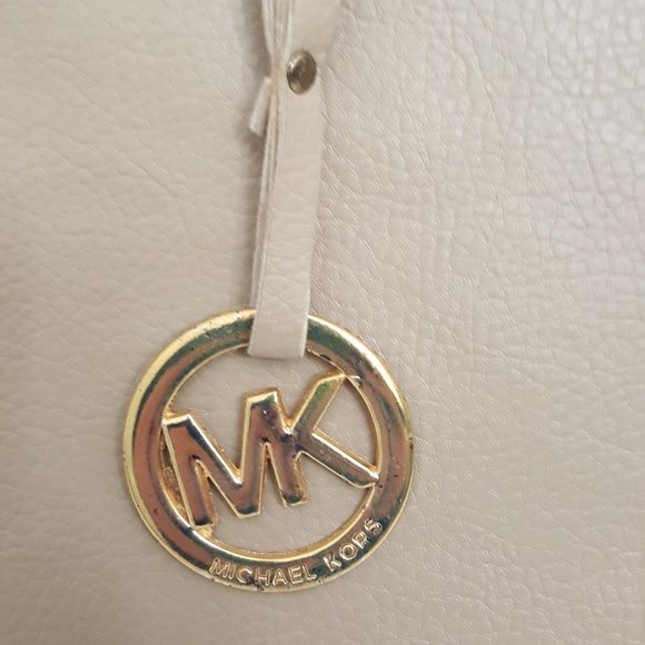 Women's MICHAEL KORS Large Luggage Beige Leather Satchel Bag Tote Handbag - Picture 9 of 16